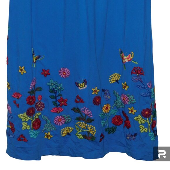 Johnny Was JW Los Angeles Embroidered Butterfly & Flowers Maxi Dress Size Large - Picture 6 of 12